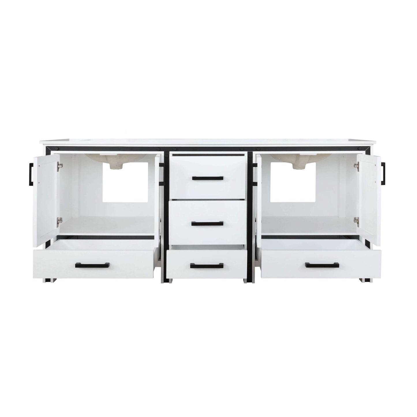 Ziva 72" White Double Vanity, Cultured Marble Top, White Square Sink and no Mirror - LZV352272SAJS000