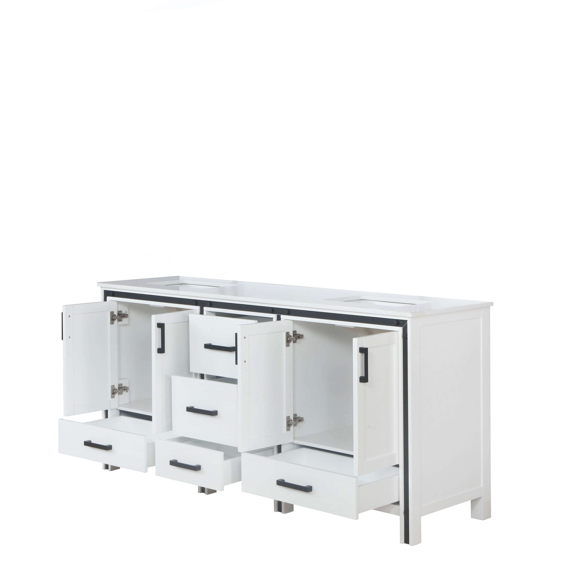 Ziva 72" White Double Vanity, Cultured Marble Top, White Square Sink and no Mirror - LZV352272SAJS000