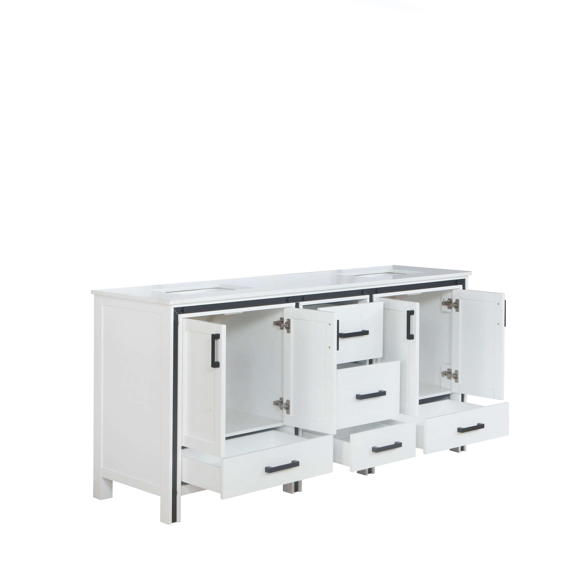 Ziva 72" White Double Vanity, Cultured Marble Top, White Square Sink and no Mirror - LZV352272SAJS000