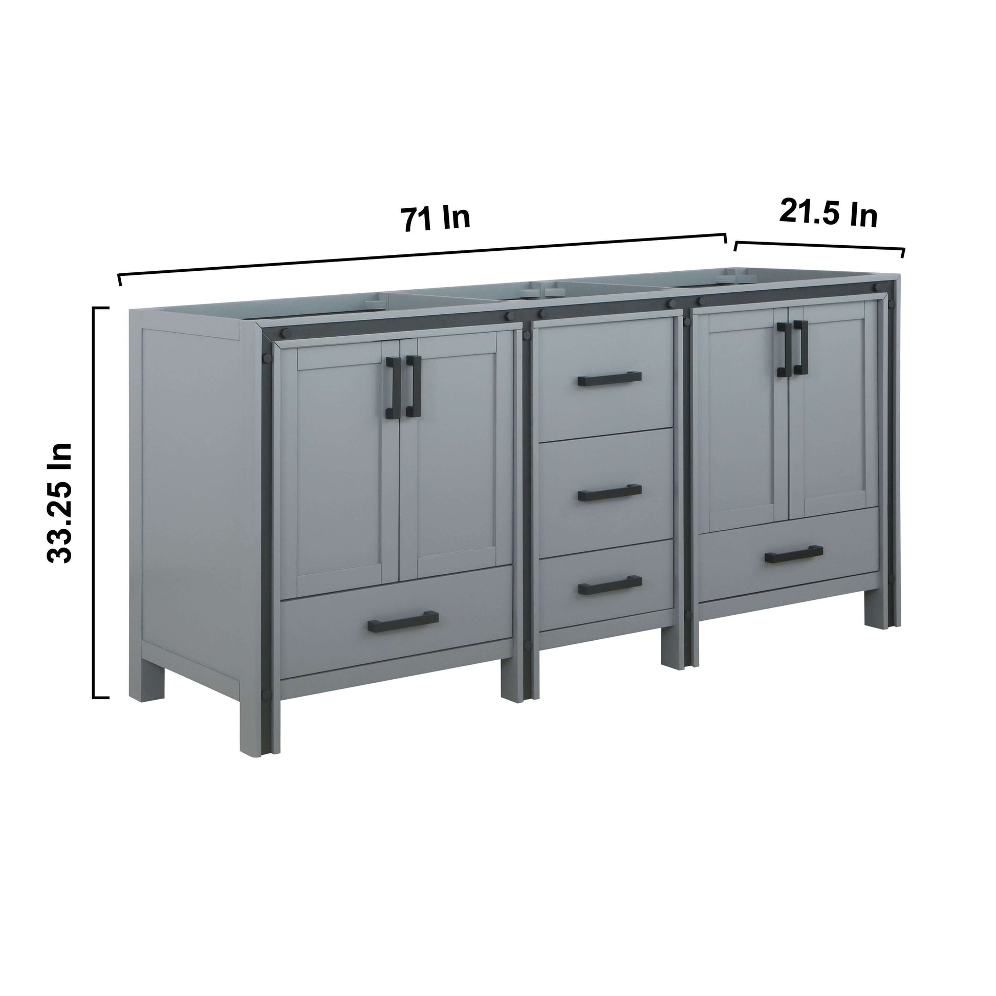 Ziva 72" Dark Grey Double Vanity Cabinet Only - LZV352272SB00000