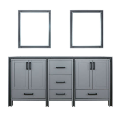 Ziva 72" Dark Grey Double Vanity, no Top and 30" Mirrors - LZV352272SB00M30