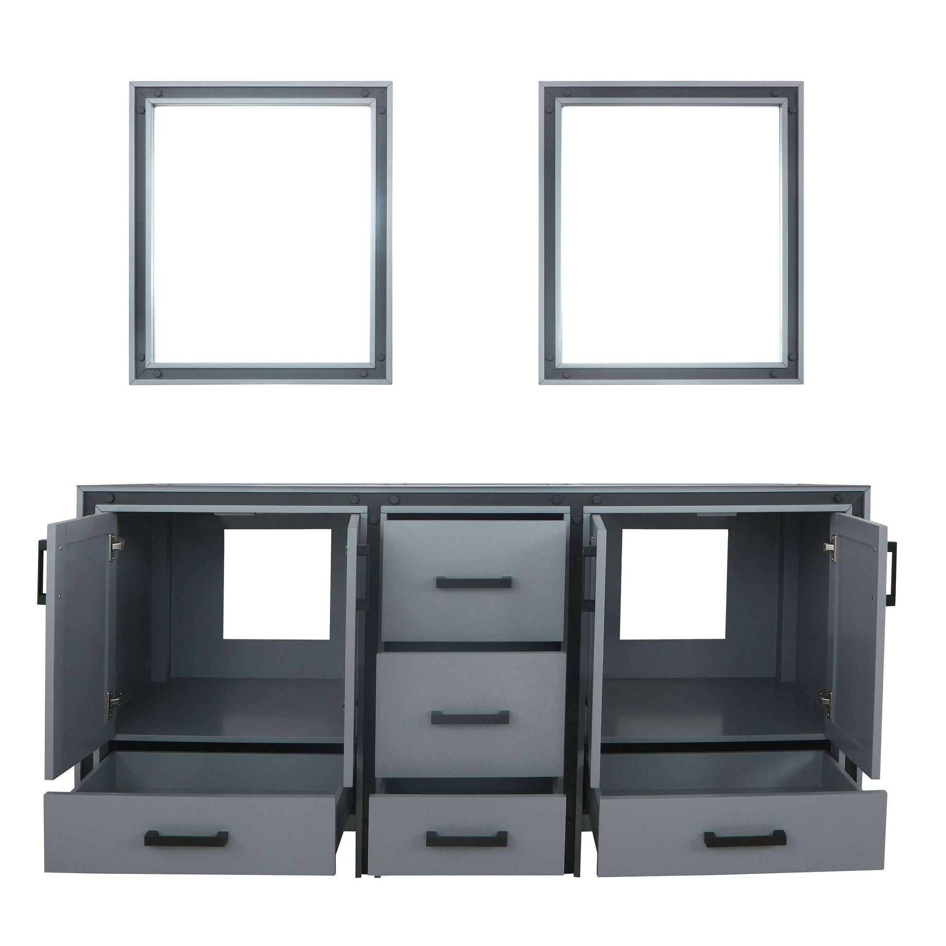 Ziva 72" Dark Grey Double Vanity, no Top and 30" Mirrors - LZV352272SB00M30