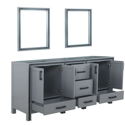 Ziva 72" Dark Grey Double Vanity, no Top and 30" Mirrors - LZV352272SB00M30