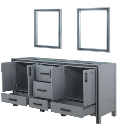 Ziva 72" Dark Grey Double Vanity, no Top and 30" Mirrors - LZV352272SB00M30