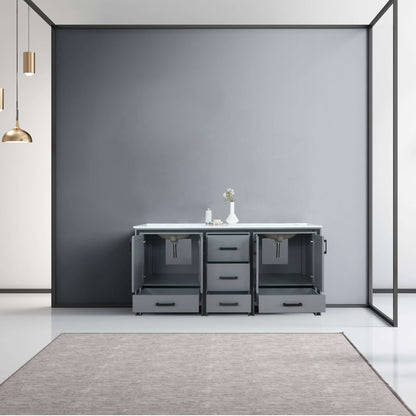 Ziva 72" Dark Grey Double Vanity, Cultured Marble Top, White Square Sink and no Mirror - LZV352272SBJS000