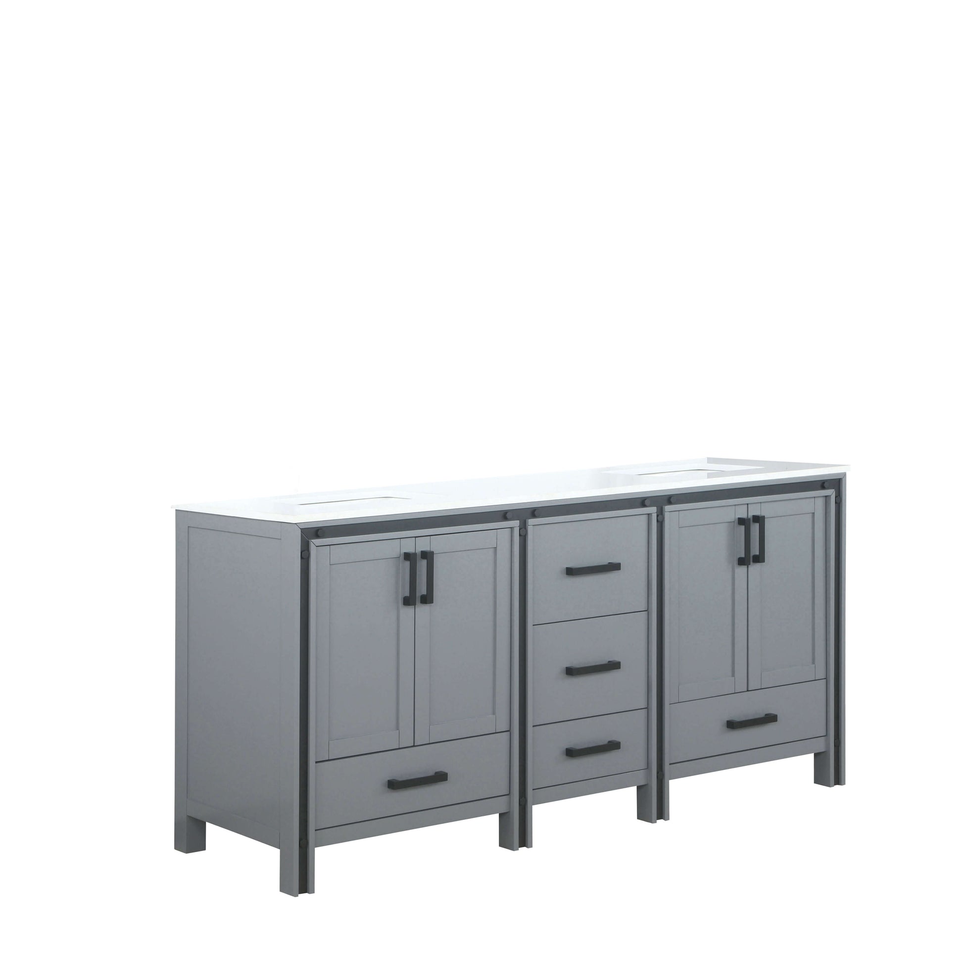 Ziva 72" Dark Grey Double Vanity, Cultured Marble Top, White Square Sink and no Mirror - LZV352272SBJS000