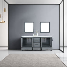 Load image into Gallery viewer, Ziva 72&quot; Dark Grey Double Vanity, Cultured Marble Top, White Square Sink and 30&quot; Mirrors - LZV352272SBJSM30