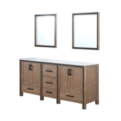 Ziva 72" Rustic Barnwood Double Vanity, Cultured Marble Top, White Square Sink and no Mirror - LZV352272SNJS000