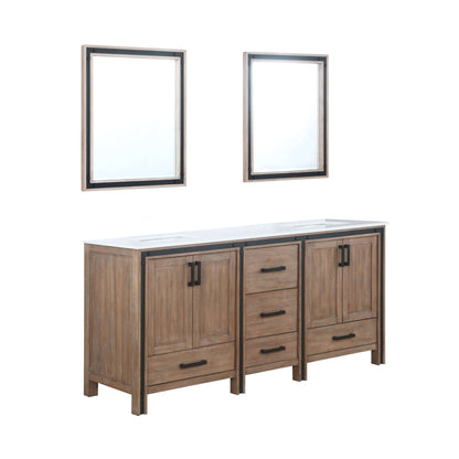 Ziva 72" Rustic Barnwood Double Vanity, Cultured Marble Top, White Square Sink and no Mirror - LZV352272SNJS000