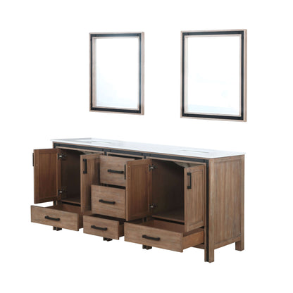 Ziva 72" Rustic Barnwood Double Vanity, Cultured Marble Top, White Square Sink and no Mirror - LZV352272SNJS000