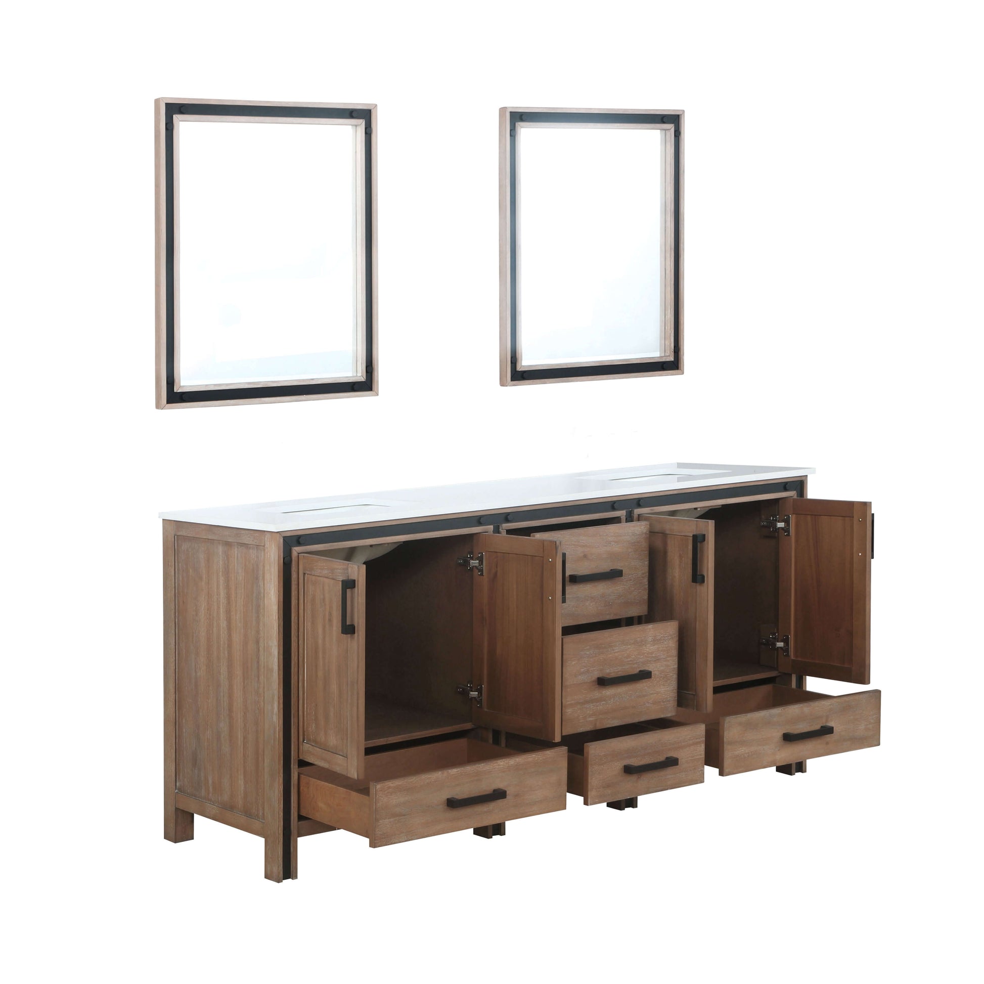 Ziva 72" Rustic Barnwood Double Vanity, Cultured Marble Top, White Square Sink and no Mirror - LZV352272SNJS000