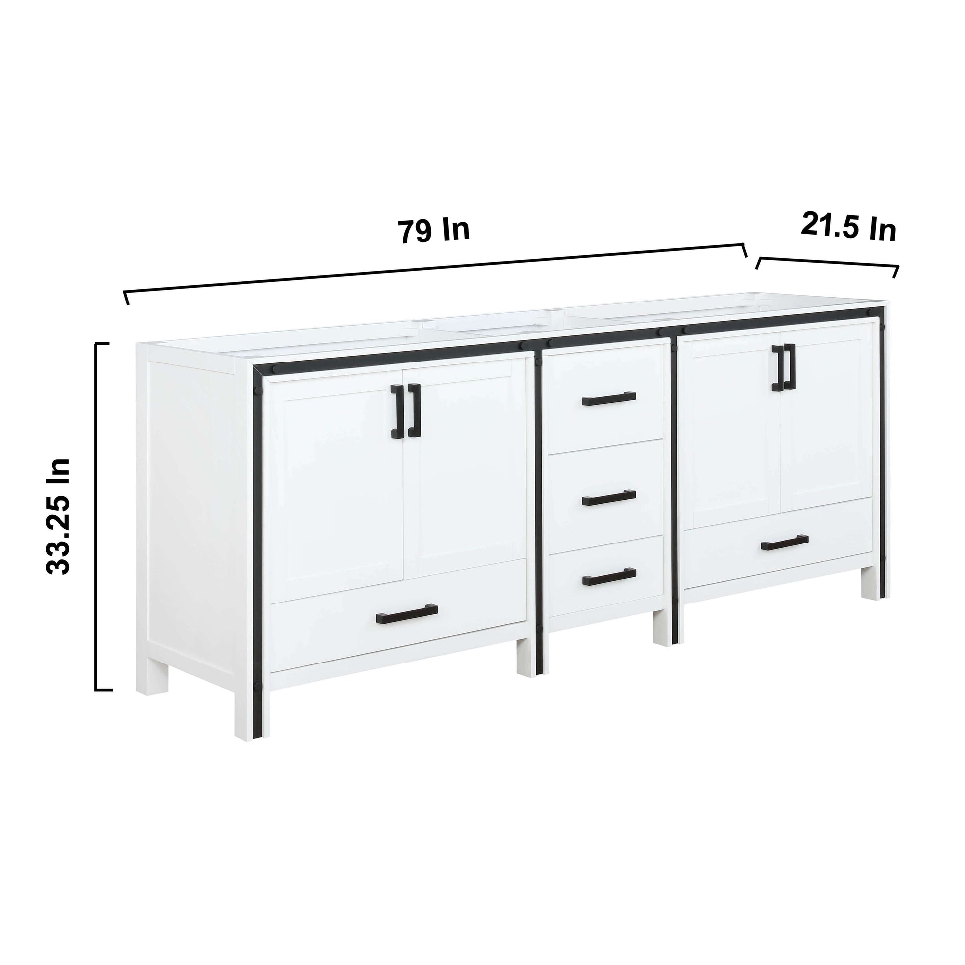 Ziva 80" White Vanity Double Cabinet Only - LZV352280SA00000