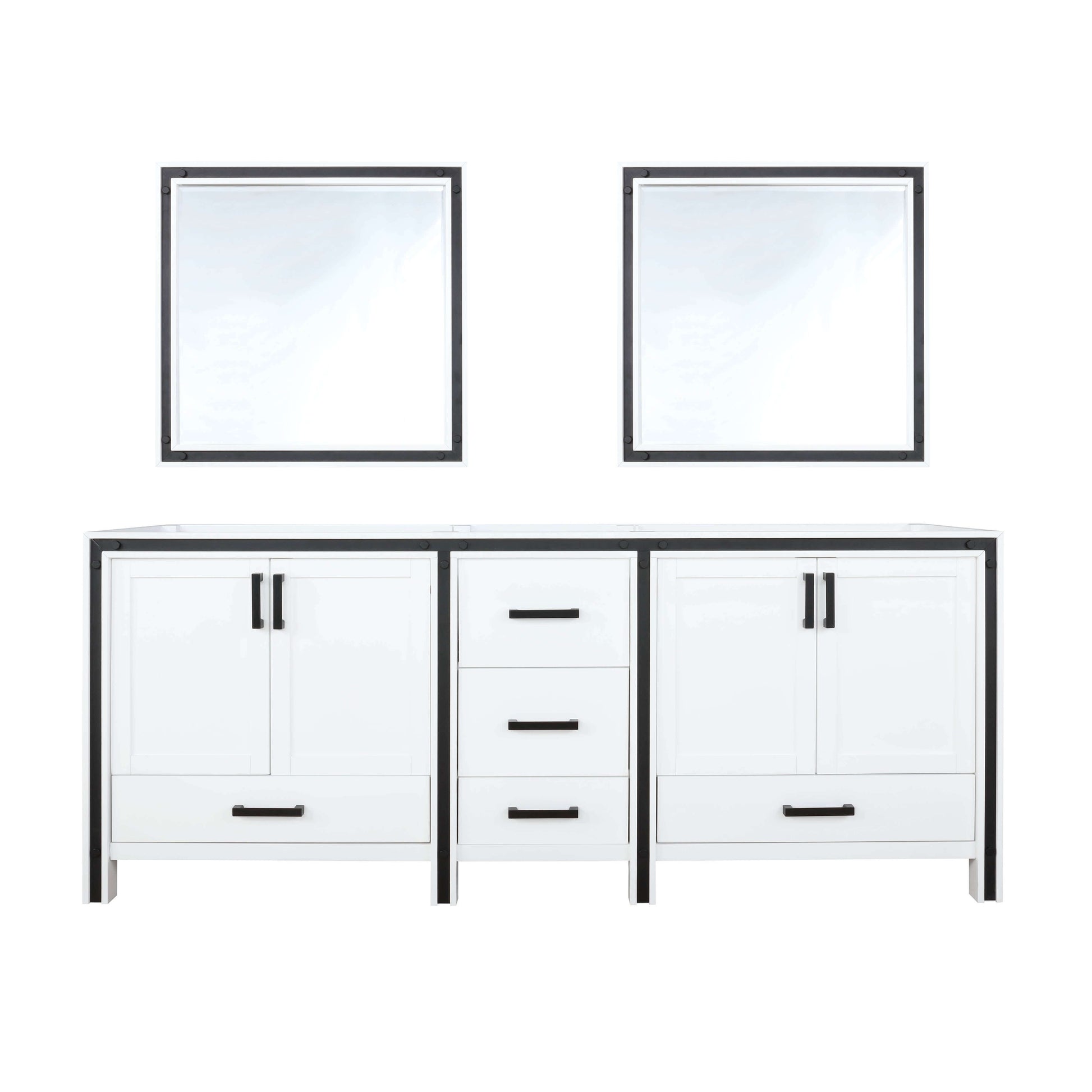 Ziva 80" White Double Vanity, no Top and 30" Mirrors - LZV352280SA00M30