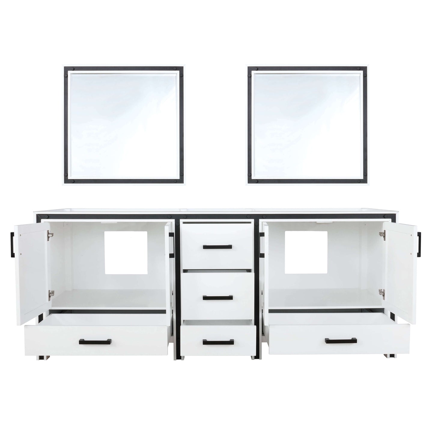 Ziva 80" White Double Vanity, no Top and 30" Mirrors - LZV352280SA00M30