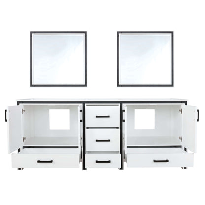 Ziva 80" White Double Vanity, no Top and 30" Mirrors - LZV352280SA00M30