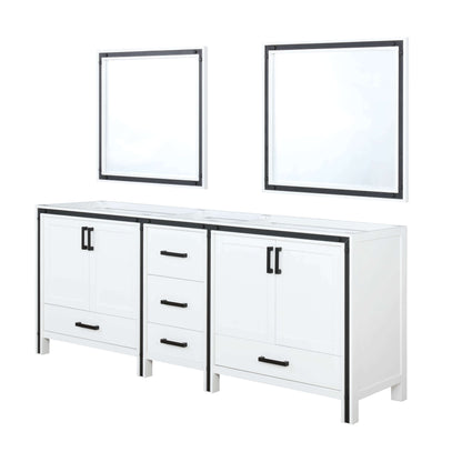 Ziva 80" White Double Vanity, no Top and 30" Mirrors - LZV352280SA00M30