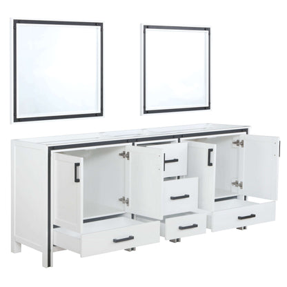 Ziva 80" White Double Vanity, no Top and 30" Mirrors - LZV352280SA00M30