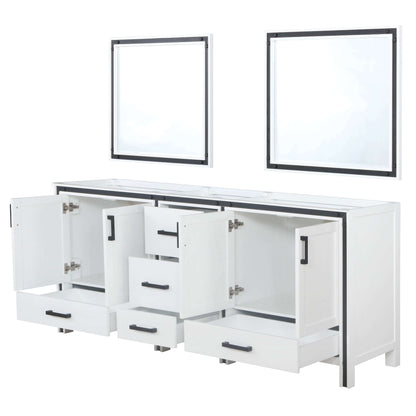 Ziva 80" White Double Vanity, no Top and 30" Mirrors - LZV352280SA00M30