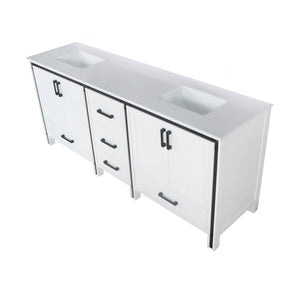 Ziva 80" White Double Vanity, Cultured Marble Top, White Square Sink and no Mirror - LZV352280SAJS000