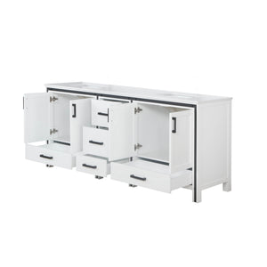 Ziva 80" White Double Vanity, Cultured Marble Top, White Square Sink and no Mirror - LZV352280SAJS000