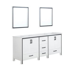 Ziva 80" White Double Vanity, Cultured Marble Top, White Square Sink and 30" Mirrors - LZV352280SAJSM30