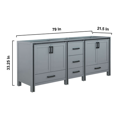 Ziva 80" Dark Grey Double Vanity Cabinet Only - LZV352280SB00000