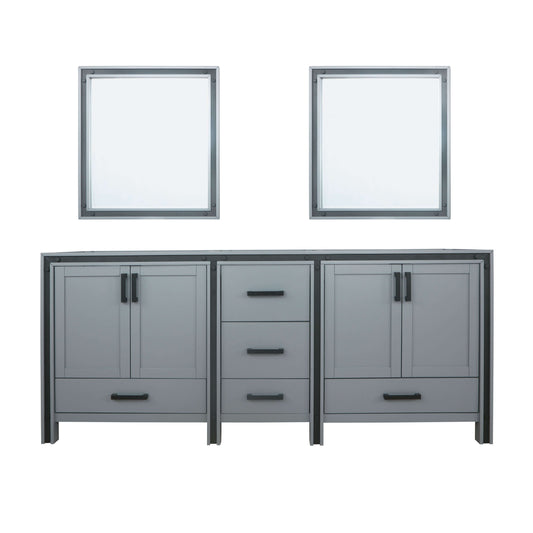 Ziva 80" Dark Grey Double Vanity, no Top and 30" Mirrors - LZV352280SB00M30