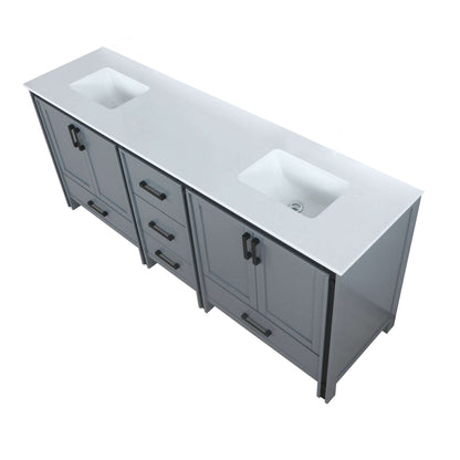 Ziva 80" Dark Grey Double Vanity, Cultured Marble Top, White Square Sink and no Mirror - LZV352280SBJS000