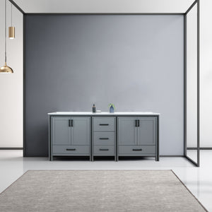 Ziva 80" Dark Grey Double Vanity, Cultured Marble Top, White Square Sink and no Mirror - LZV352280SBJS000