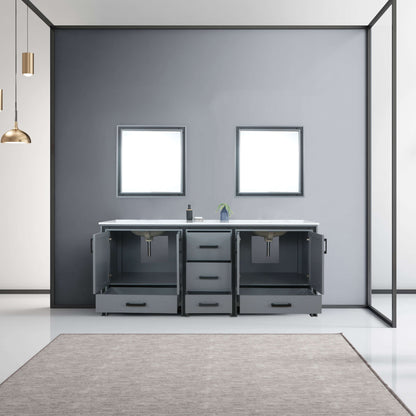 Ziva 80" Dark Grey Double Vanity, Cultured Marble Top, White Square Sink and 30" Mirrors - LZV352280SBJSM30