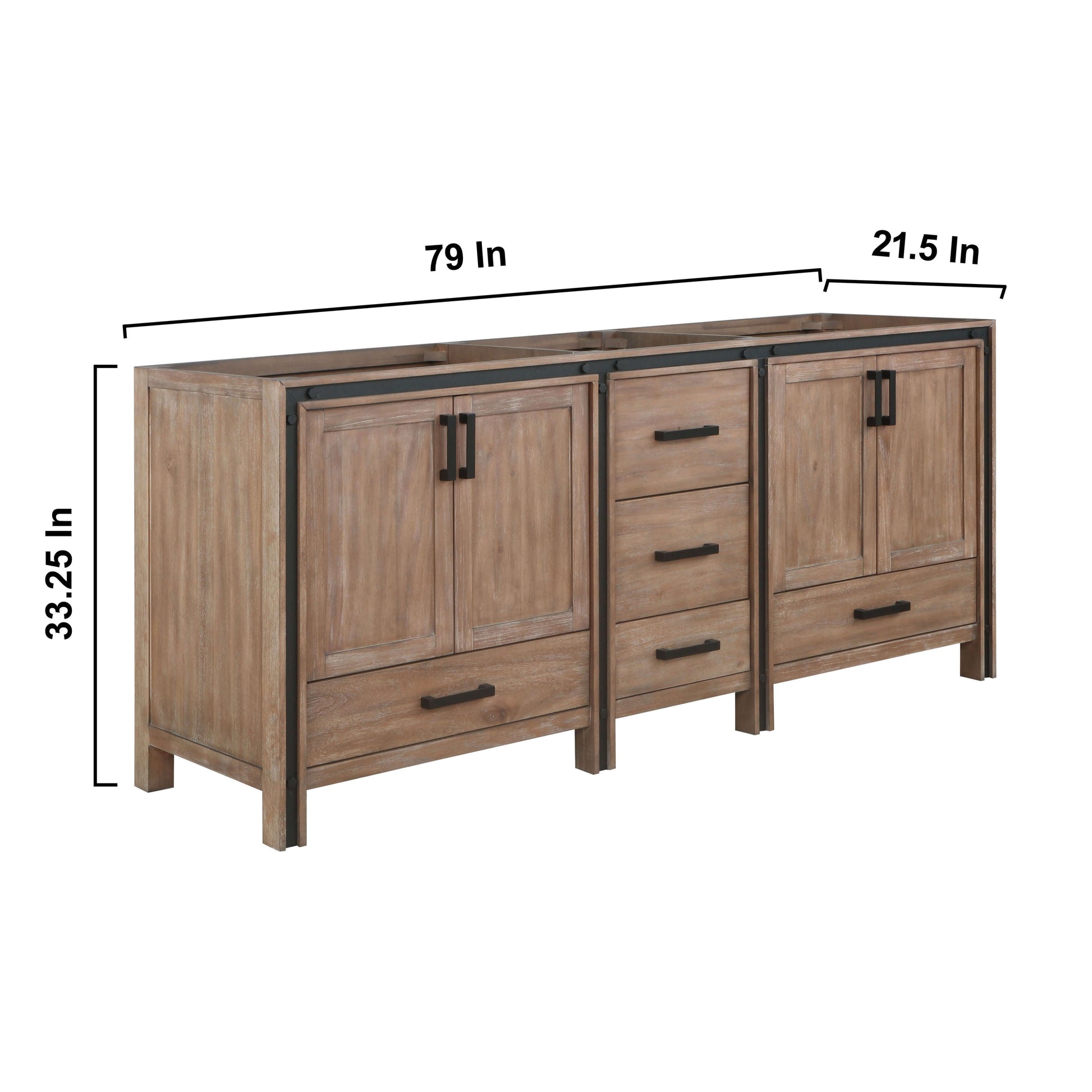 Ziva 80" Rustic Barnwood Double Vanity Cabinet Only - LZV352280SN00000