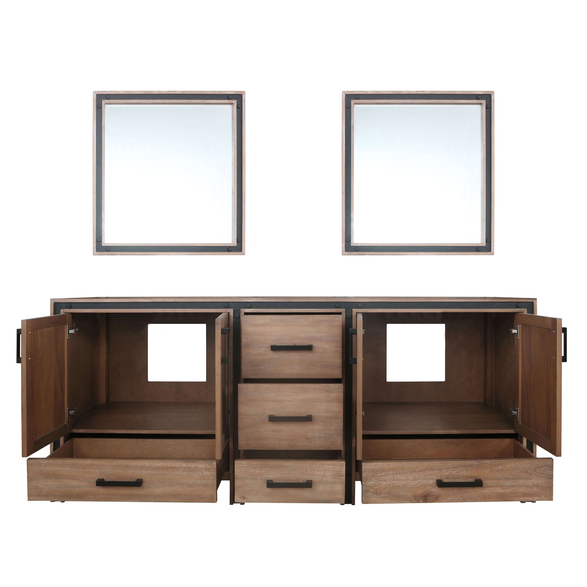 Ziva 80" Rustic Barnwood Double Vanity, no Top and 30" Mirrors - LZV352280SN00M30