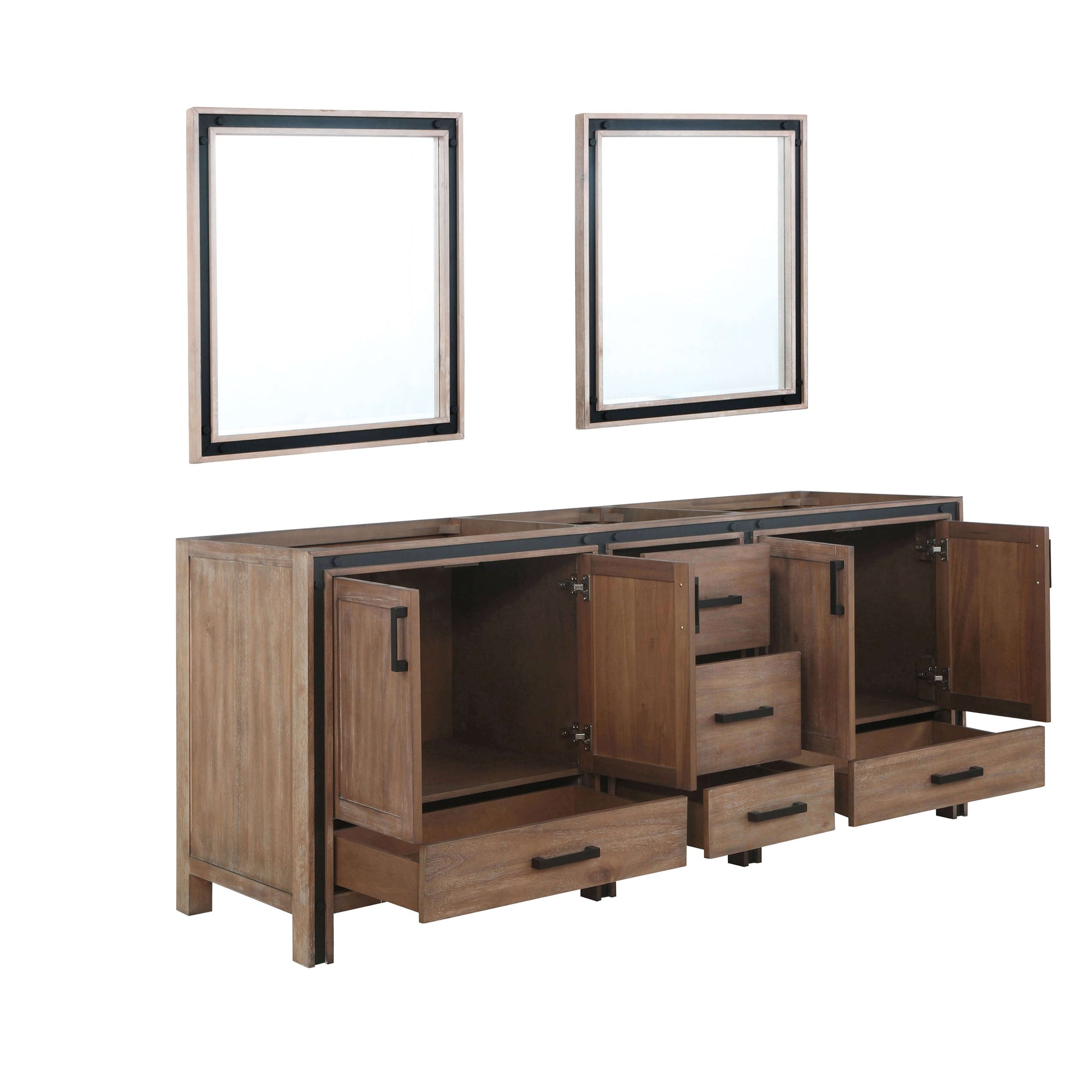 Ziva 80" Rustic Barnwood Double Vanity, no Top and 30" Mirrors - LZV352280SN00M30