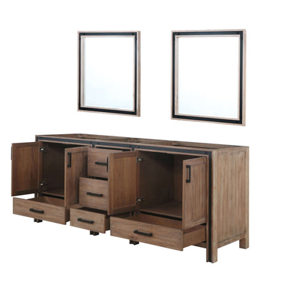 Ziva 80" Rustic Barnwood Double Vanity, no Top and 30" Mirrors - LZV352280SN00M30