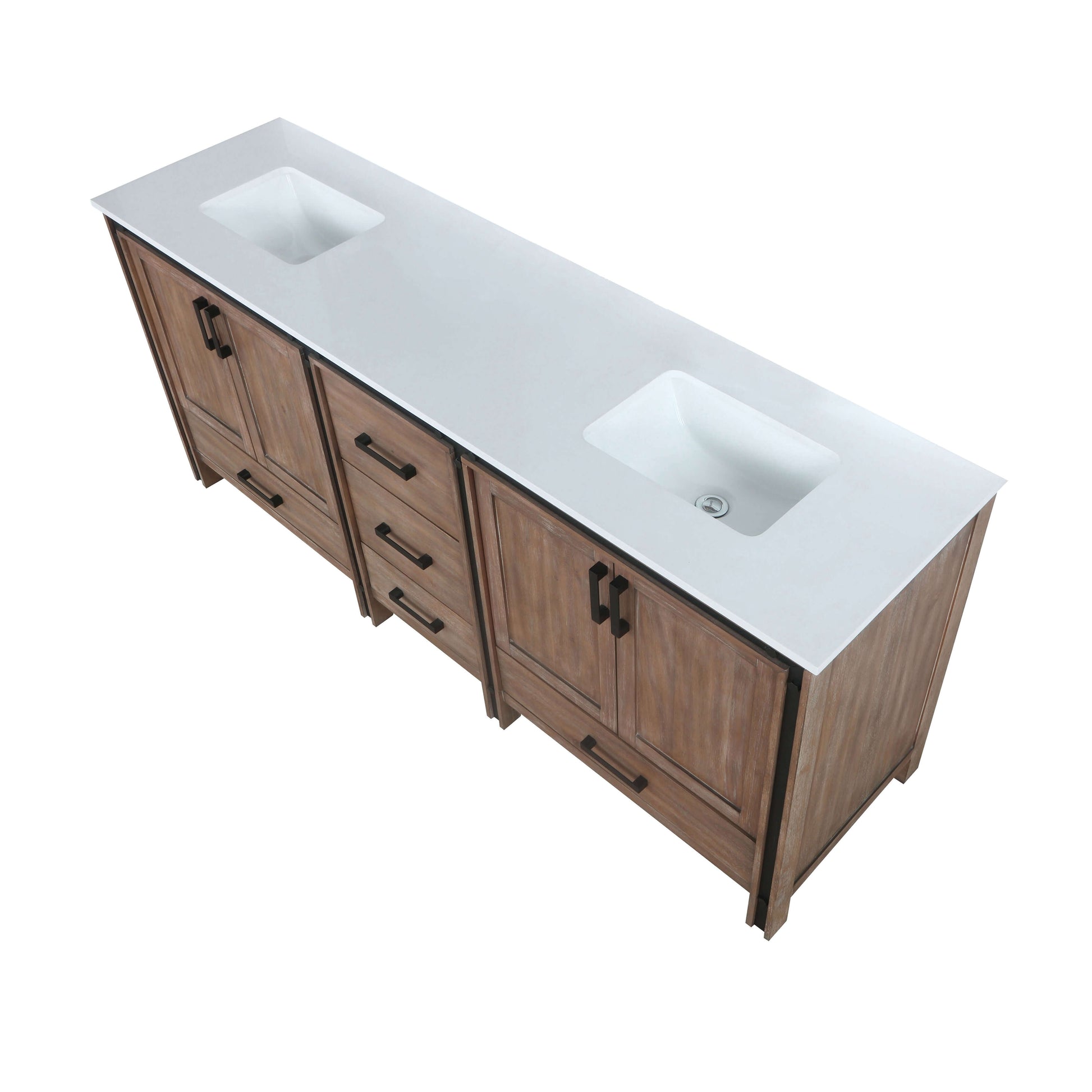 Ziva 80" Rustic Barnwood Double Vanity, Cultured Marble Top, White Square Sink and no Mirror - LZV352280SNJS000