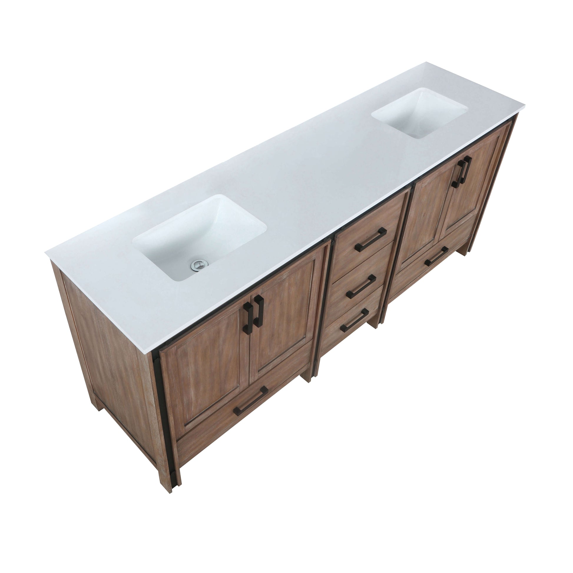 Ziva 80" Rustic Barnwood Double Vanity, Cultured Marble Top, White Square Sink and no Mirror - LZV352280SNJS000