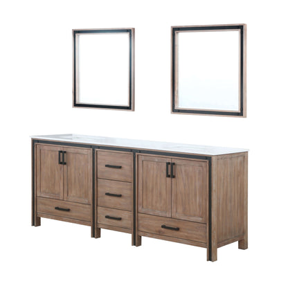 Ziva 80" Rustic Barnwood Double Vanity, Cultured Marble Top, White Square Sink and 30" Mirrors - LZV352280SNJSM30