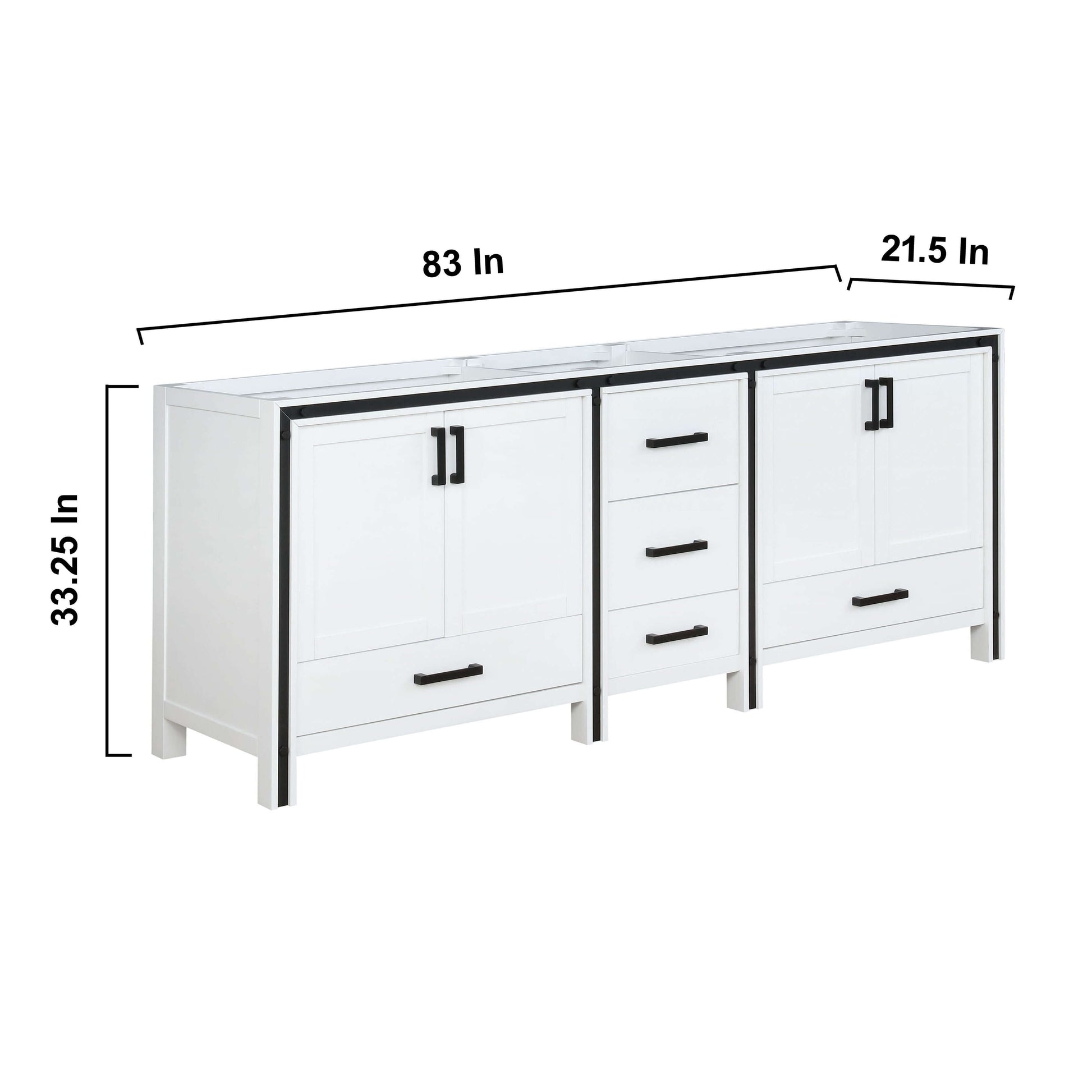 Ziva 84" White Vanity Double Cabinet Only - LZV352284SA00000