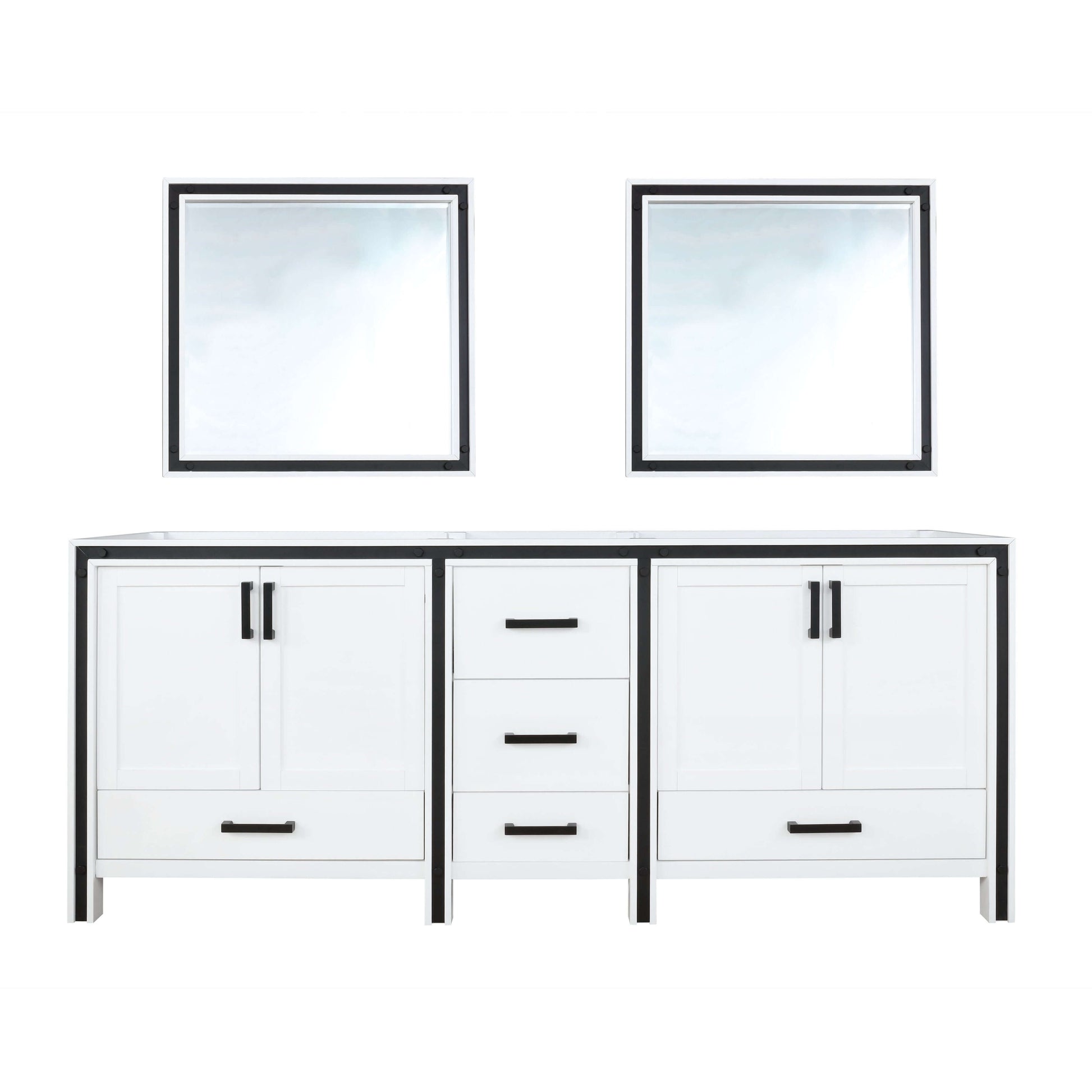 Ziva 84" White Double Vanity, no Top and 34" Mirrors - LZV352284SA00M34