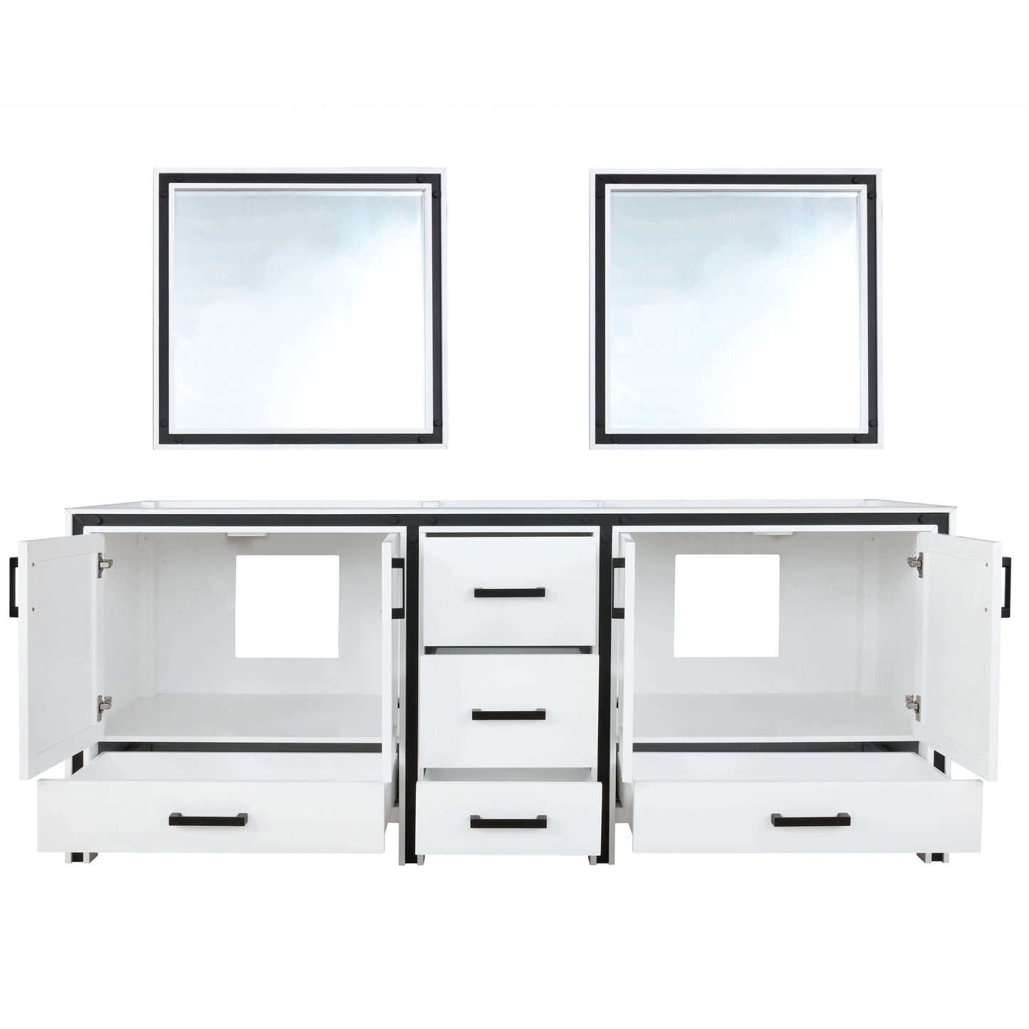 Ziva 84" White Double Vanity, no Top and 34" Mirrors - LZV352284SA00M34