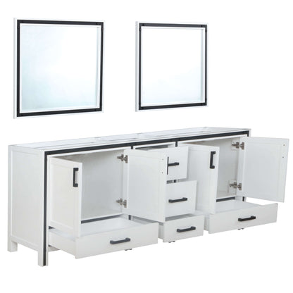 Ziva 84" White Double Vanity, no Top and 34" Mirrors - LZV352284SA00M34