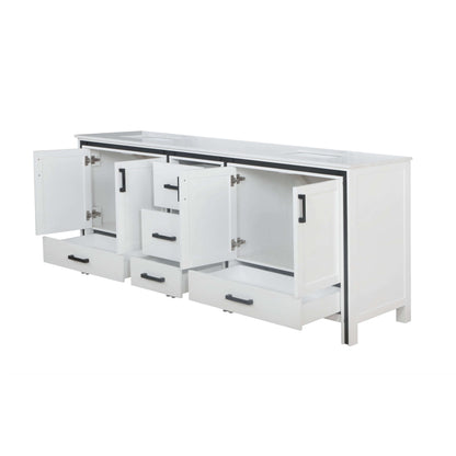 Ziva 84" White Double Vanity, Cultured Marble Top, White Square Sink and no Mirror - LZV352284SAJS000