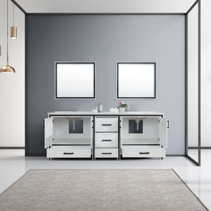Ziva 84" White Double Vanity, Cultured Marble Top, White Square Sink and 34" Mirrors - LZV352284SAJSM34