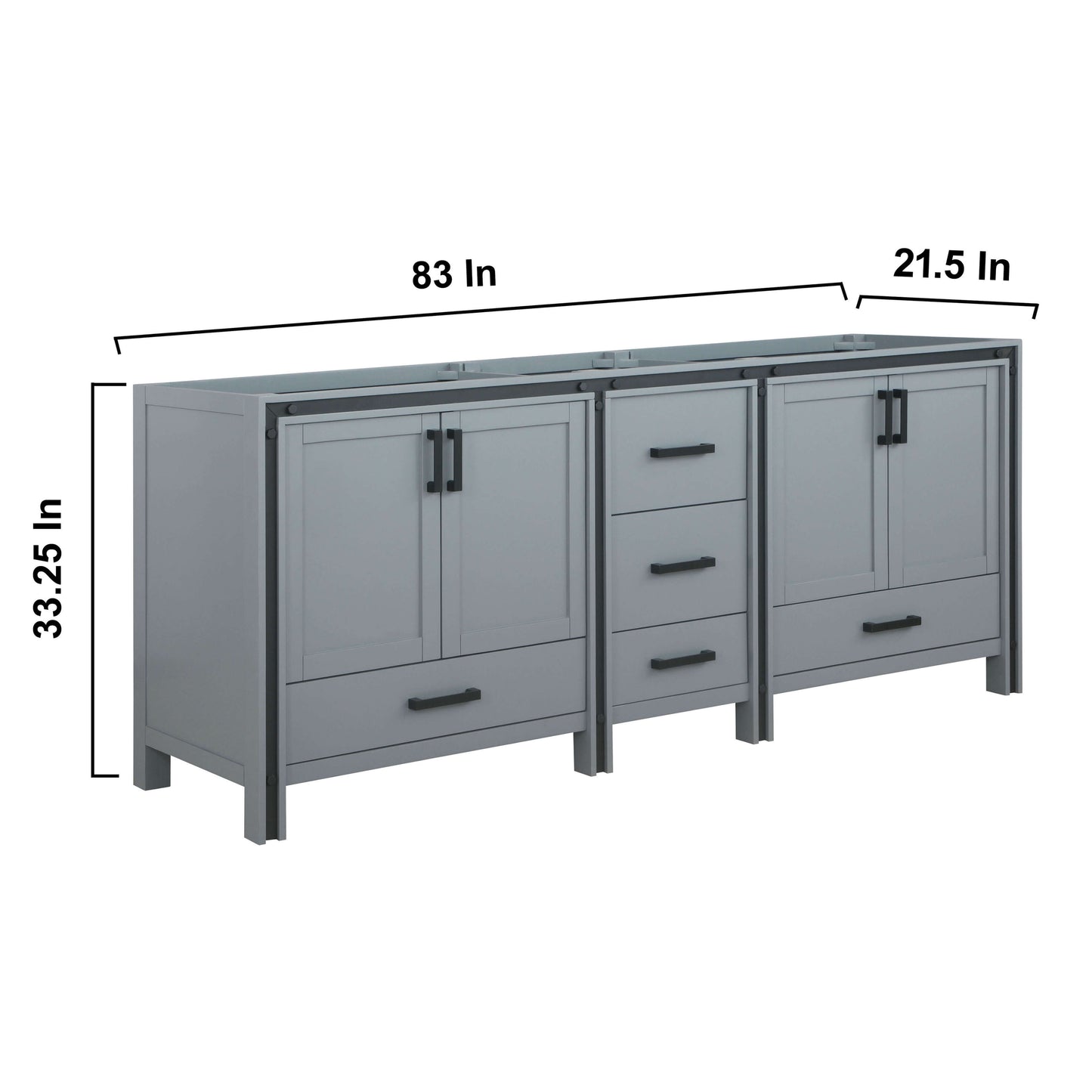 Ziva 84" Dark Grey Double Vanity Cabinet Only - LZV352284SB00000