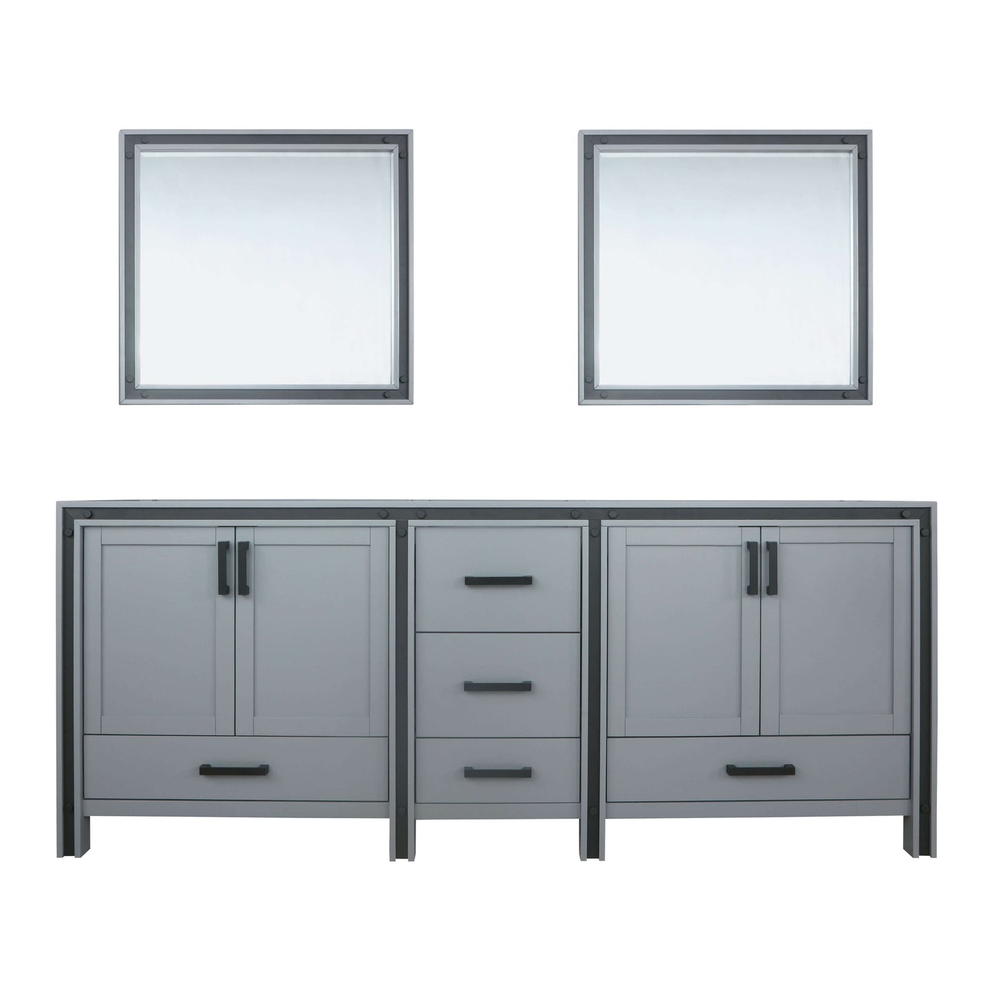 Ziva 84" Dark Grey Double Vanity, no Top and 34" Mirrors - LZV352284SB00M34