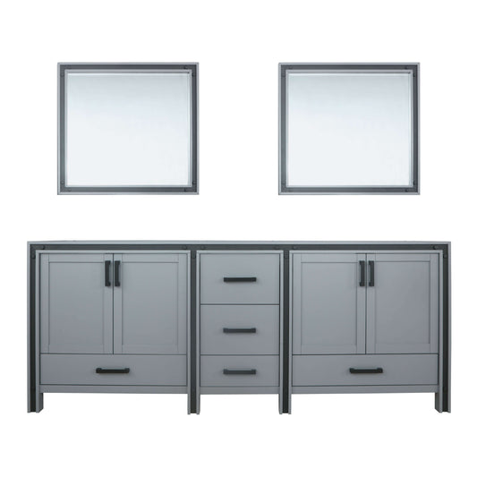 Ziva 84" Dark Grey Double Vanity, no Top and 34" Mirrors - LZV352284SB00M34