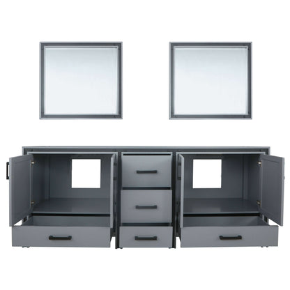 Ziva 84" Dark Grey Double Vanity, no Top and 34" Mirrors - LZV352284SB00M34