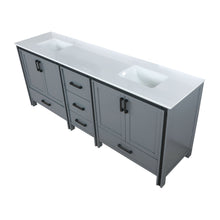 Load image into Gallery viewer, Ziva 84&quot; Dark Grey Double Vanity, Cultured Marble Top, White Square Sink and no Mirror - LZV352284SBJS000