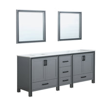 Load image into Gallery viewer, Ziva 84&quot; Dark Grey Double Vanity, Cultured Marble Top, White Square Sink and 34&quot; Mirrors - LZV352284SBJSM34