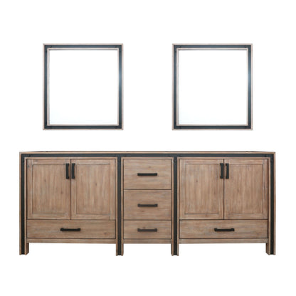 Ziva 84" Rustic Barnwood Double Vanity, no Top and 34" Mirrors - LZV352284SN00M34